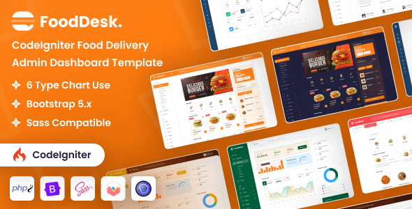 FoodDesk - CodeIgniter Food Delivery Admin Dashboard Bootstrap Template by dexignlabs