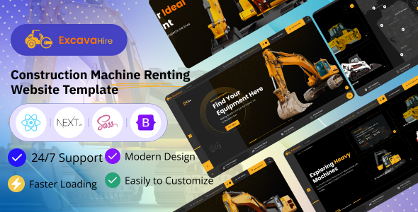 ExcavaHire - Construction Machine Renting Website React Next JS Template by UIAXIS