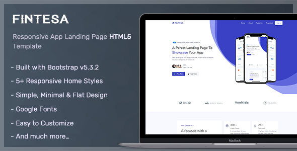Fintesa - App Landing Page HTML Template by themesdesign
