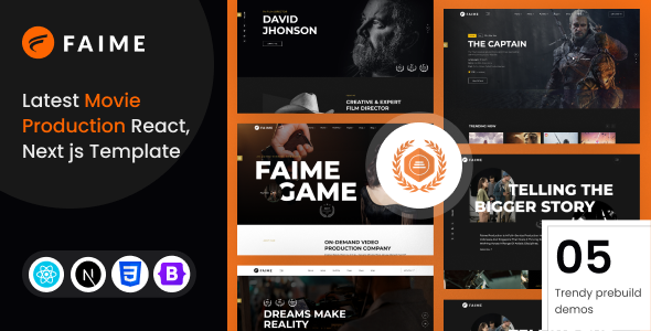 Faime – Movie and Film Production Next js Template by BDevs