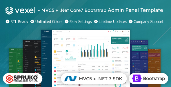 Vexel - ASP Net MVC5 & Core7 Admin Dashboard Template by SPRUKO