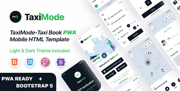 TaxiMode | Taxi Booking HTML Mobile Template + PWA Ready + Bootstrap 5 + Light & Dark Mode by Shreyanshi_Infotech