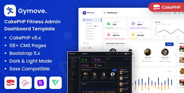 Gymove - CakePHP Fitness Admin Dashboard Bootstrap Template by DexignZone