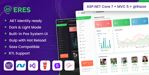 ERES – ASP.NET Core & MVC Bootstrap Hospital Admin Dashboard Template by DexignZone