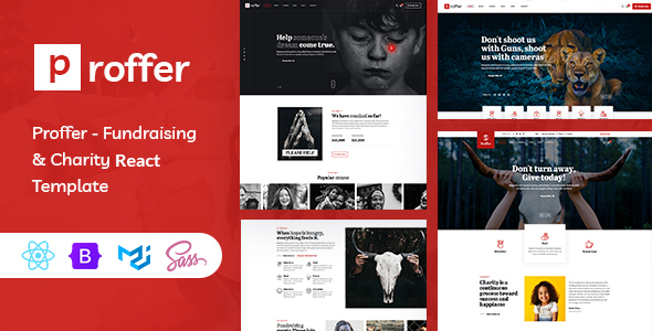 Proffer - Fundraising & Charity React Template by themexshaper