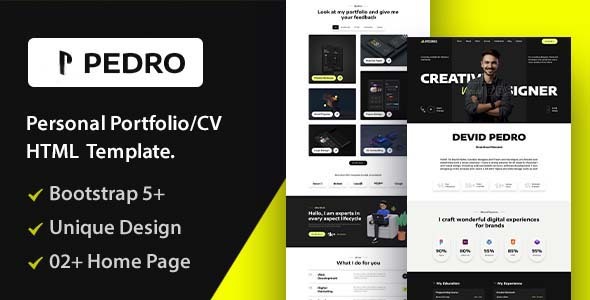 Pedro - Personal Portfolio/CV HTML Template. by SparkRaxx