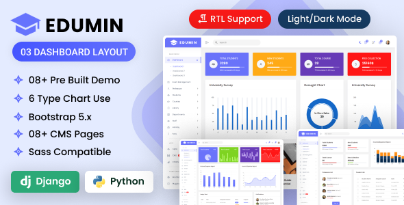 EduMin - Django Education Admin Dashboard Bootstrap Template by dexignlabs