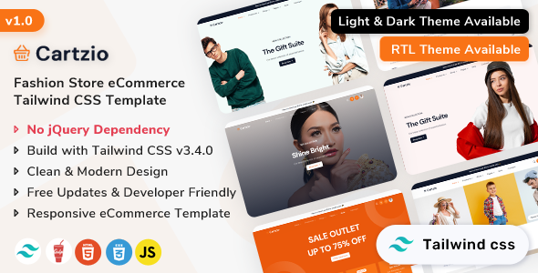Cartzio - eCommerce Tailwind CSS Template by ShreeThemes