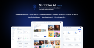 Scribbler.AI - AI Content Generator Dashboard and User App React Template by themeyn