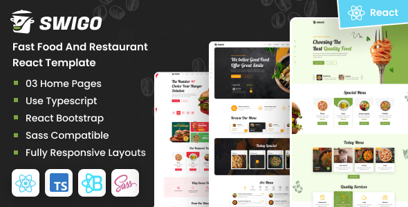 Swigo - Fast Food And Restaurant React Template by DexignZone
