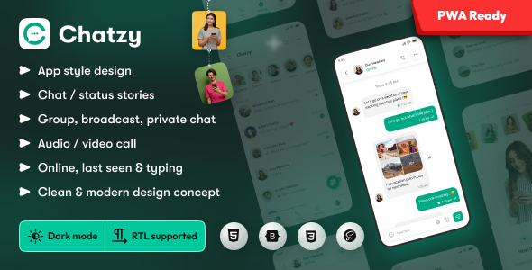 Chatzy - Chat , Message Mobile App PWA Template by PixelStrap