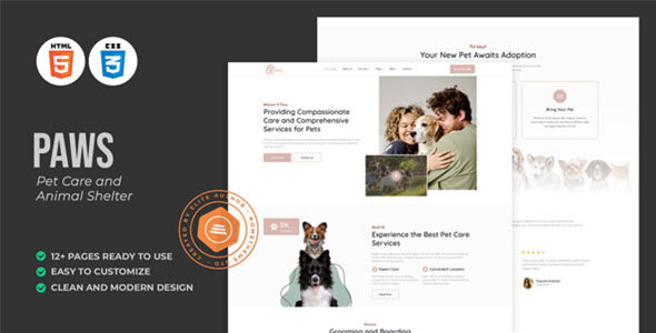 Paws - Pet Care and Animal Shelter HTML Template by Rometheme