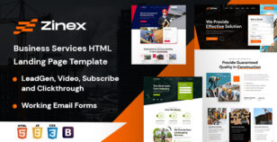 Zinex - Business Services HTML Landing Page Template by Codeliono