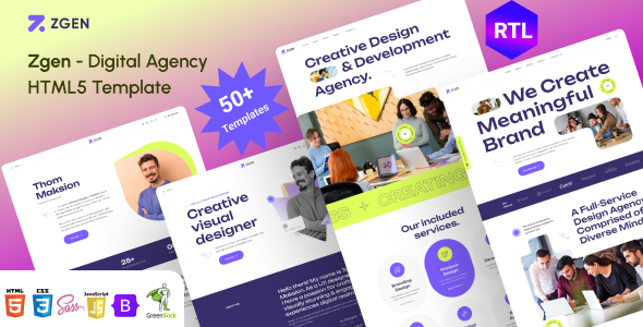 Zgen - Digital Creative Agency & Portfolio HTML5 Template by codexup