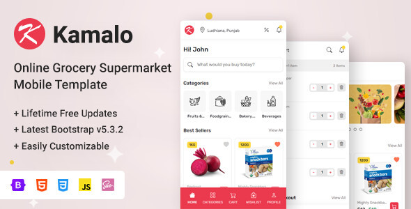 Kamalo - Online Grocery Supermarket Mobile Template by Gambolthemes