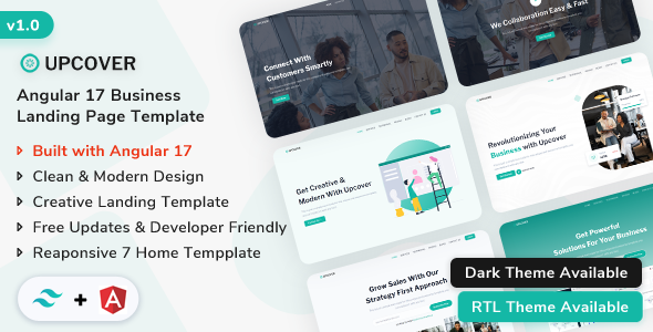 Upcover - Angular 17 Business Landing Page Template by ShreeThemes