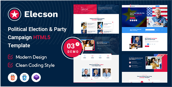 Elecson – Political Election Campaign and Party Candidate HTML5 Template by Dreamit-Solution