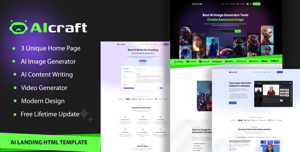 AIcraft - AI Application & Generator HTML Template by SolverWp