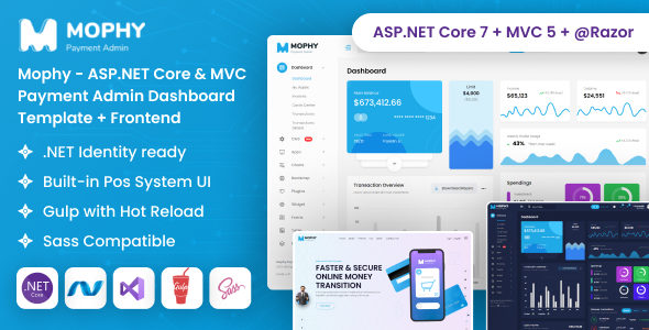 Mophy - ASP.NET Core & MVC Payment Admin Dashboard Template + Frontend by DexignZone