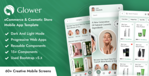 Glower - eCommerce & Cosmetic Store Mobile App Template ( Bootstrap + PWA ) by DexignZone