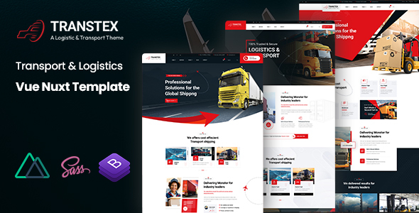 Transtex - Transport & Logistics Vue Nuxt Template by KodeSolution