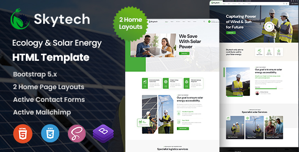 Skytech - Ecology & Solar Energy HTML Template by KodeSolution