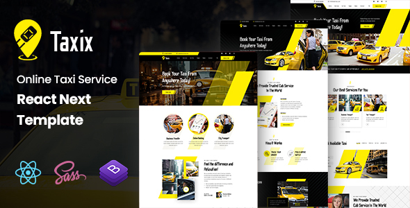 Taxix - Online Taxi Service React Template by KodeSolution