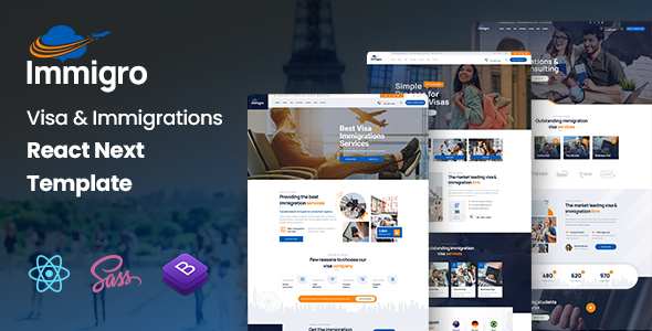 Immigro - Visa & Immigration Services React Template by KodeSolution