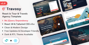 Travosy - React Js Tour & Travel Agency Template by ShreeThemes