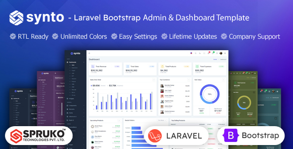 Synto - Laravel Bootstrap Admin Dashboard Template by SprukoTechnologies
