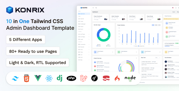 Konrix - Multipurpose Tailwind CSS Admin & Dashboard Template by coderthemes