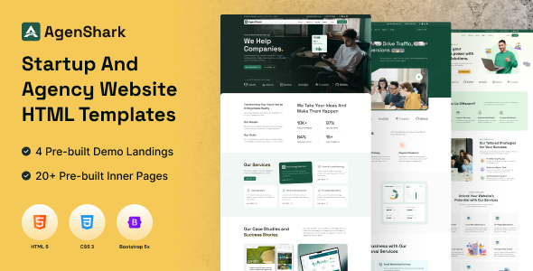 Agenshark - Startup Agency HTML Template by wprealizer