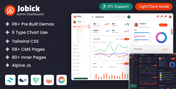 Jobick - Tailwind CSS Job Admin Dashboard Template by dexignlabs