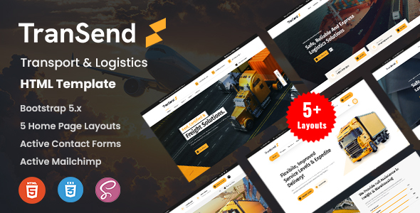 TranSend - Transport & Logistics HTML Template by KodeSolution