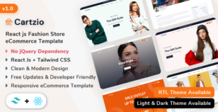 Cartzio - Multipurpose eCommerce Template (React Js + Tailwind CSS) by ShreeThemes