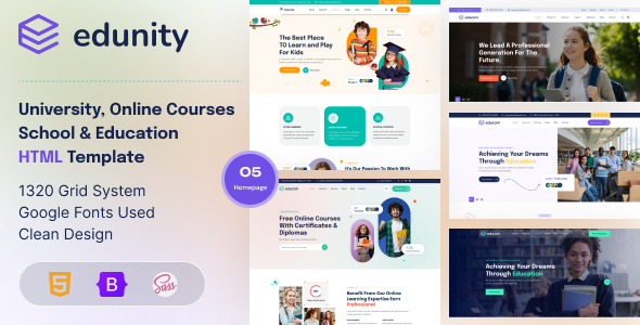 Edunity - University, Online Courses, School & Education HTML Template by ordainIT