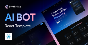 SynthMind - AI Generator Bot Business and Technology Startup React Template by DiverseKit