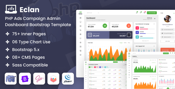 Eclan - Ads Campaign PHP Admin Dashboard Bootstrap Template by DexignZone