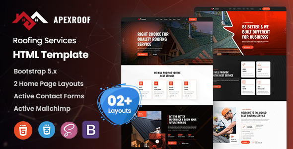 Apexroof - Roofing Services HTML Template by thimshop