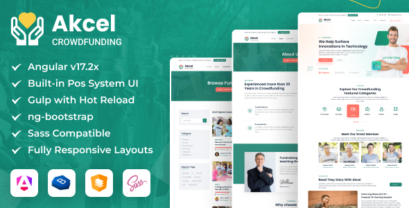 Akcel - Angular 17+ Crowdfunding & Charity Template by DexignZone