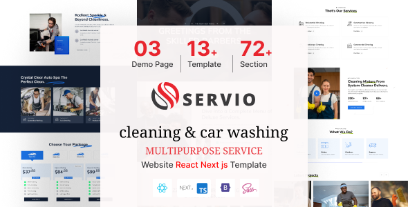 Servio - Cleaning and Car Washing Multipurpose Service Website Nextjs Template by Codebasket