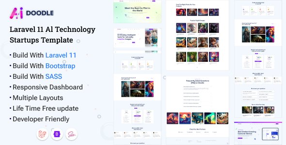 AI Doodle – Laravel 11 AI Artificial Intelligence & AI Technology Startups Template by PixcelsThemes