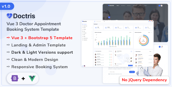 Doctris - Vue 3 Doctor Appointment Booking System & Admin Dashboard Template by ShreeThemes