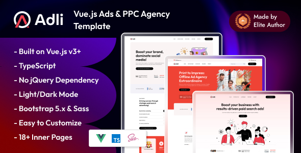 Adli - Vuejs Advertising Agency Template by HiBootstrap