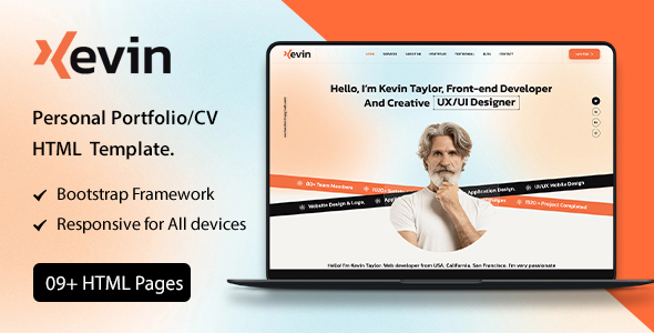 Kevin - Personal Portfolio/CV HTML  Template. by SparkRaxx