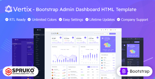 Vertix - Bootstrap Admin HTML Template Dashboard by SPRUKO