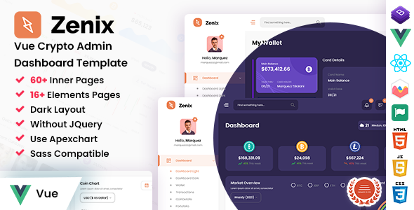 Zenix - Vue Crypto Admin Dashboard Template by DexignZone