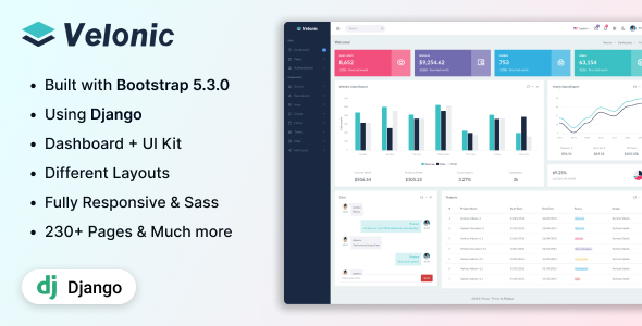 Velonic - Django & Bootstrap Admin Dashboard Template by Techzaa