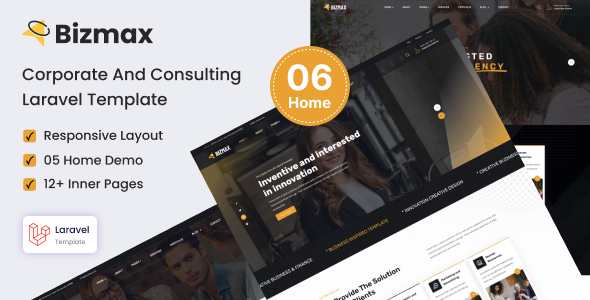 Bizmax - Corporate And Consulting Business Laravel 11 Template by PixcelsThemes