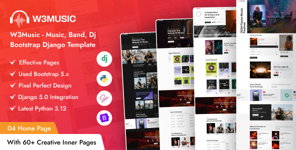 W3Music - Music, Band, Dj Bootstrap Django Template by DexignZone